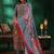 women ethnic motifs printed regular mirror work linen kurta with trousers & with dupatta