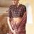 Brown ajrak printed block dabu saree