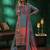women ethnic motifs printed regular mirror work linen kurta with trousers & with dupatta