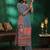 women ethnic motifs printed regular mirror work linen kurta with trousers & with dupatta