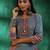 women ethnic motifs printed regular mirror work linen kurta with trousers & with dupatta