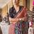 Beige ajrak printed leheriya saree