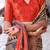 Beige ajrak block leheriya saree