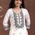 women ethnic motifs embroidered regular thread work linen kurta with trousers & with dupatta