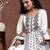 women ethnic motifs embroidered regular thread work linen kurta with trousers & with dupatta