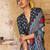 Navy blue ajrak block leheriya saree