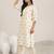 women ethnic motifs printed regular thread work kurta with dhoti pants & with dupatta