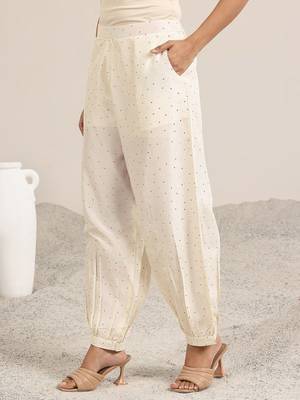 women ethnic motifs printed regular thread work kurta with dhoti pants & with dupatta 7