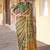 Mustard ajrak block silk blend leheriya saree