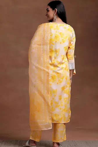 women dyed regular kurta with trousers & with dupatta
