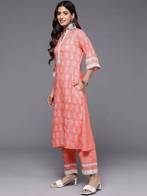 women ethnic motifs printed regular thread work kurta with palazzos 2