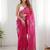 Pink embellished sequinned organza heavy work ready to wear saree
