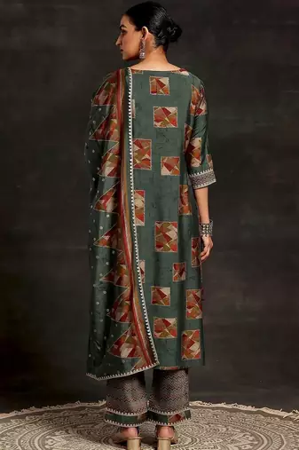 women printed regular kurta with palazzos & with dupatta