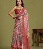 Red embellished  georgette saree with blouse