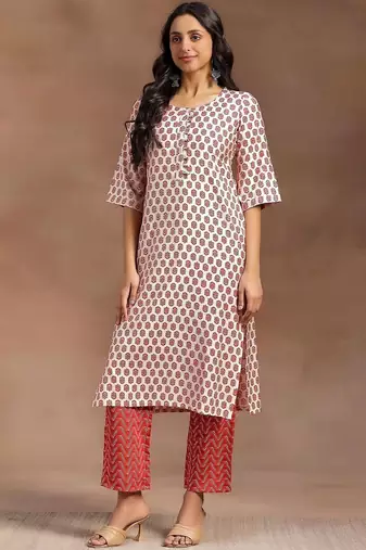 women ethnic motifs printed regular kurta with trousers & with dupatta