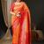 Peach peach-coloured & red ethnic motifs woven design zari kanjeevaram saree