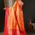 Peach peach-coloured & red ethnic motifs woven design zari kanjeevaram saree