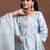 women printed regular thread work kurta with trousers & with dupatta