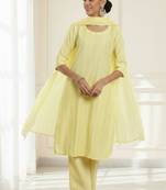 women ethnic motifs printed regular kurta with trousers & with dupatta