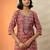 women ethnic motifs printed regular thread work kurta with trousers & with dupatta
