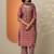 women ethnic motifs printed regular thread work kurta with trousers & with dupatta