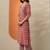 women ethnic motifs printed regular thread work kurta with trousers & with dupatta