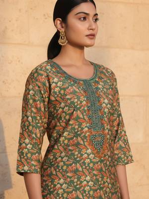 women floral printed regular kurta with dhoti pants & with dupatta 2