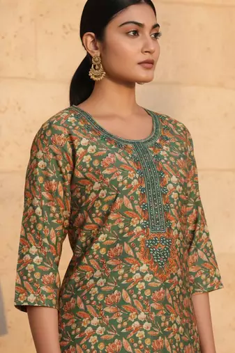 women floral printed regular kurta with dhoti pants & with dupatta