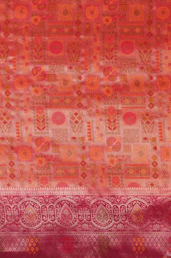 Pink pink & gold-toned ethnic motifs woven design zari kanjeevaram saree