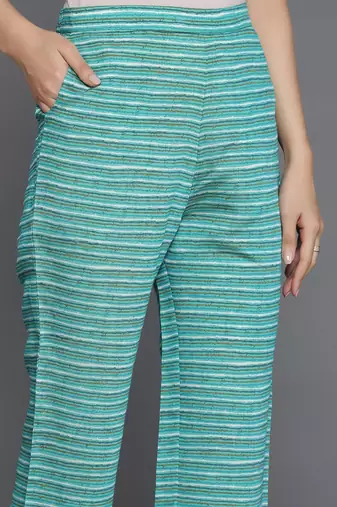 women ethnic motifs printed regular sequinned kurta with trousers & with dupatta