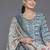 women ethnic motifs printed regular thread work kurta with trousers & with dupatta