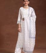 women printed regular kurta with trousers & with dupatta