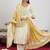 women ethnic motifs printed regular sequinned kurta with trousers & with dupatta