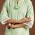 women ethnic motifs embroidered regular thread work kurta with trousers & with dupatta