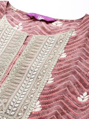 women ethnic motifs printed regular sequinned kurta with trousers & with dupatta 5