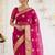 Magenta ethnic motifs zari organza designer kanjeevaram saree