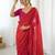 Red striped  georgette zari saree with blouse piece