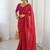 Red striped  georgette zari saree with blouse piece