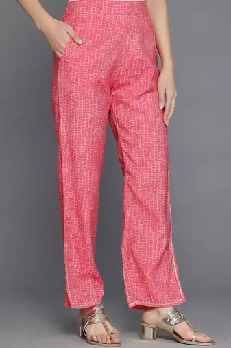 women printed empire kurta with trousers & with dupatta
