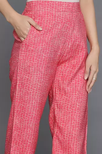 women printed empire kurta with trousers & with dupatta