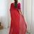 Red striped  georgette zari saree with blouse piece