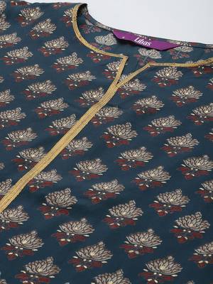 women ethnic motifs printed regular kurta with trousers & with dupatta 3