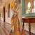 Cream bandhani embroidered silk blend designer saree
