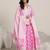 women ethnic motifs printed panelled thread work kurta with churidar & with dupatta