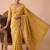 Yellow woven design beads and stones silk blend banarasi saree