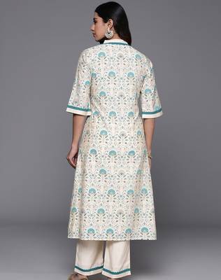 women floral printed regular kurta with trousers 5