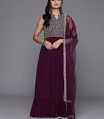 women ethnic motifs embroidered empire thread work kurta with trousers & with dupatta