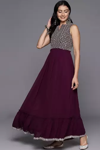 women ethnic motifs embroidered empire thread work kurta with trousers & with dupatta