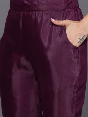 women ethnic motifs embroidered empire thread work kurta with trousers & with dupatta 5