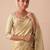 Gold woven design beads and stones silk blend banarasi saree